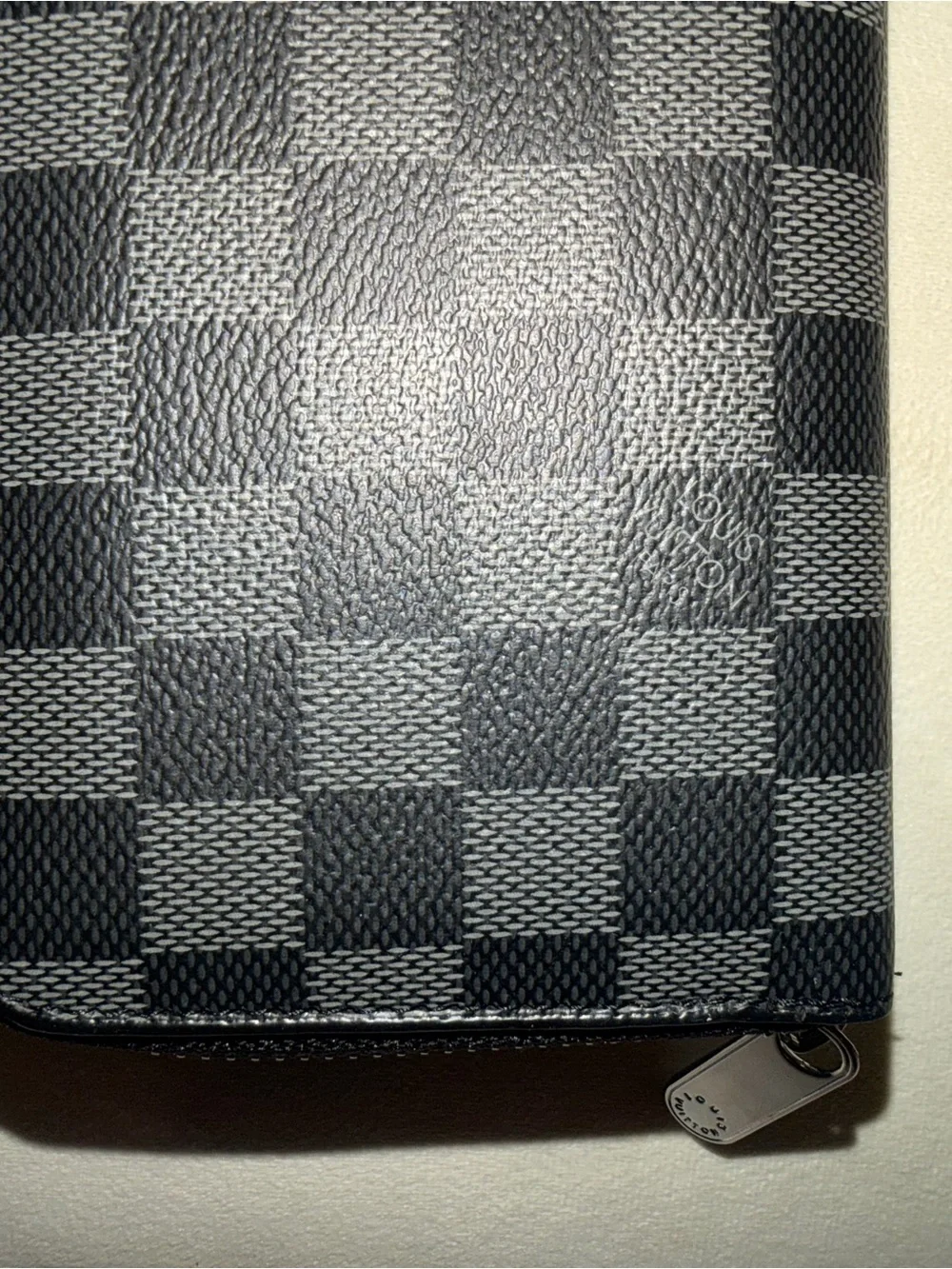 Checkerboard Zip-Around Men's Wallet - Black